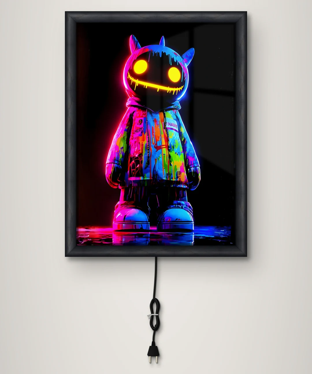 Neon Grafiti Oyuncak Figür Işıklı Cam Tablo