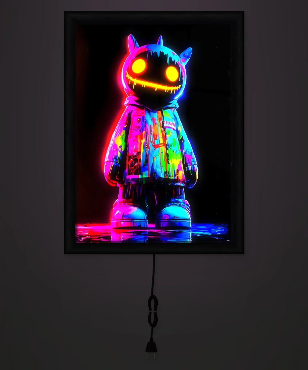 Neon Grafiti Oyuncak Figür Işıklı Cam Tablo