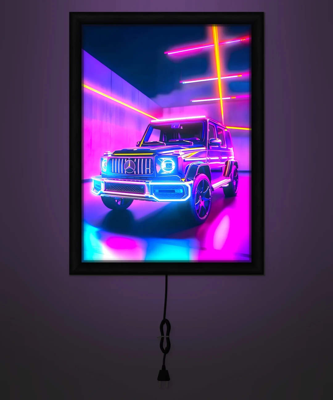 Neon Mercedes G-Class Işıklı Cam Tablo