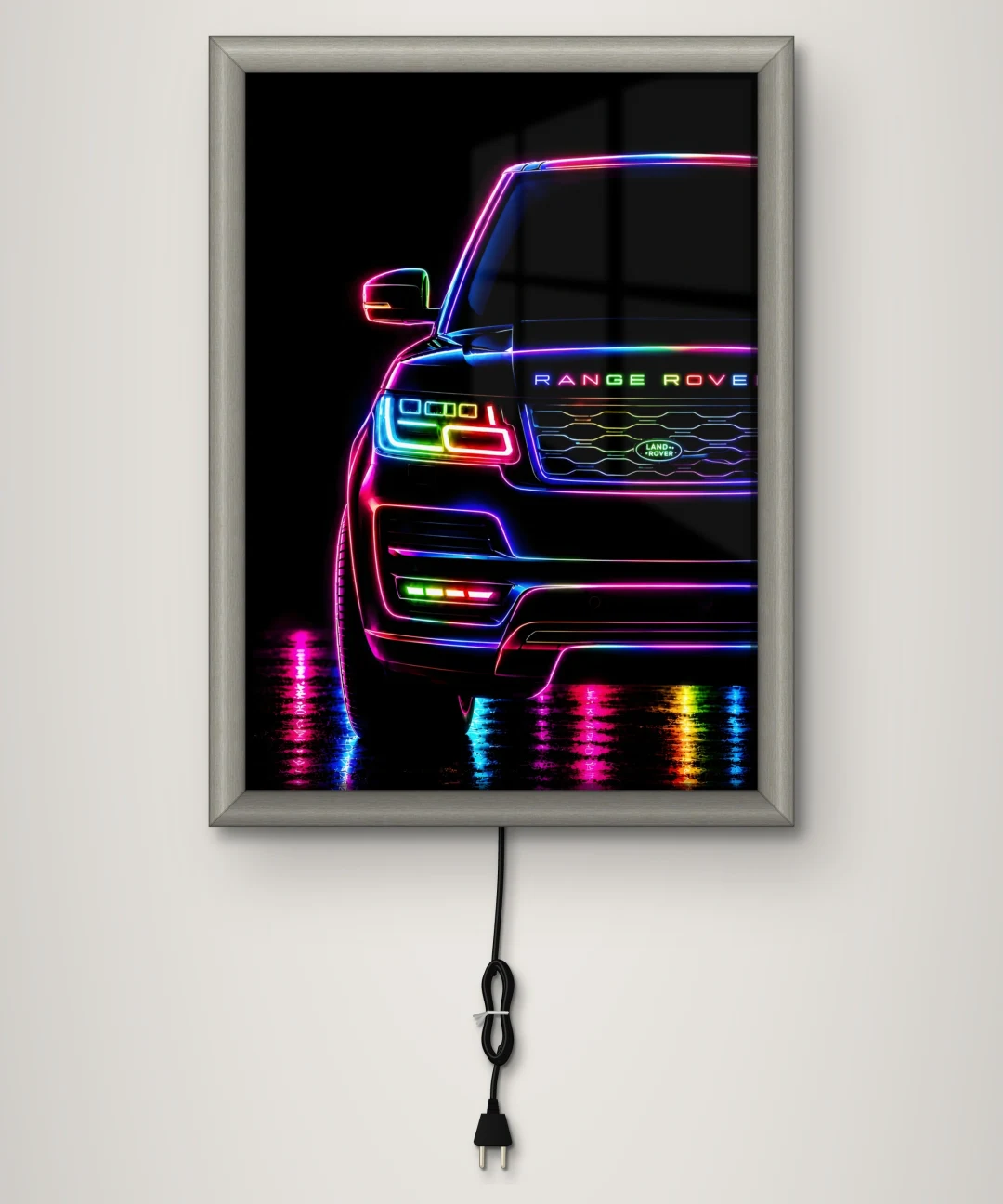 Neon Range Rover Işıklı Cam Tablo