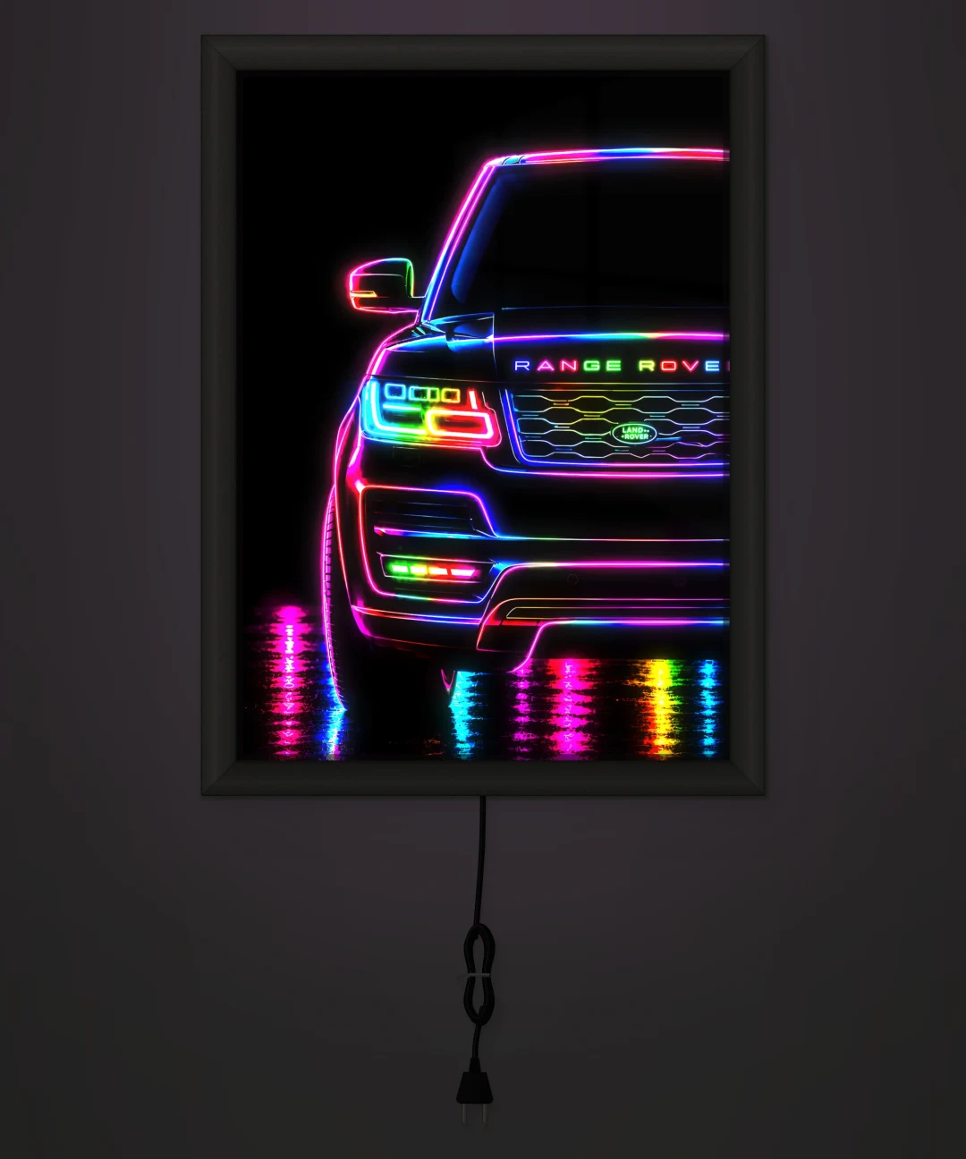 Neon Range Rover Işıklı Cam Tablo